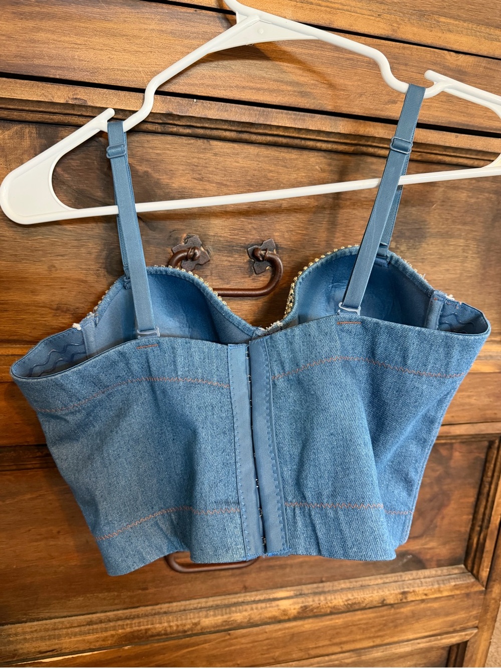 Denim Corset Top with Rhinestones - Picture 2 of 3